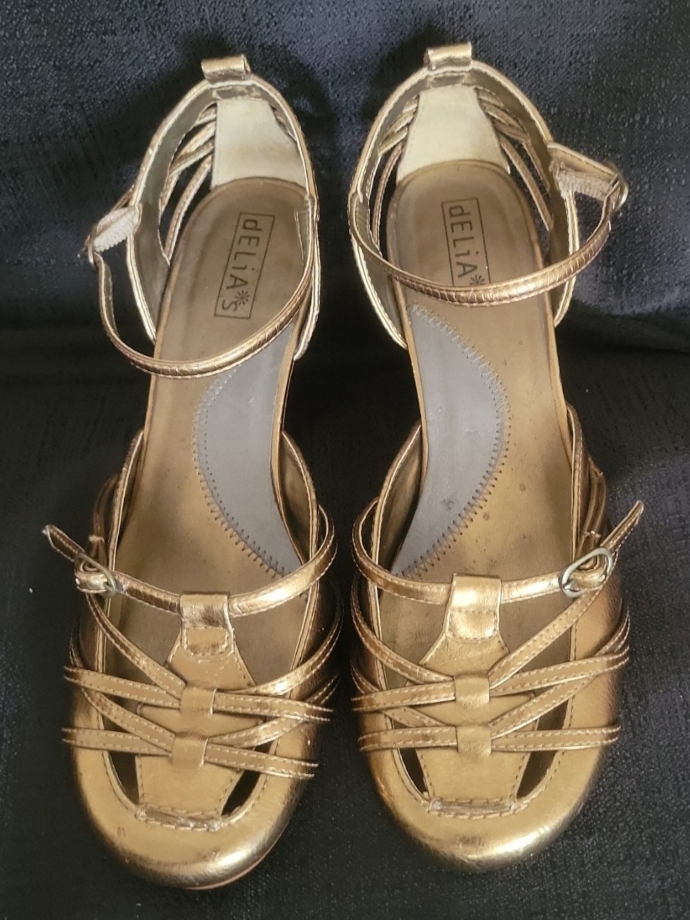 dELiA*s Metallic Gold Strappy Heels